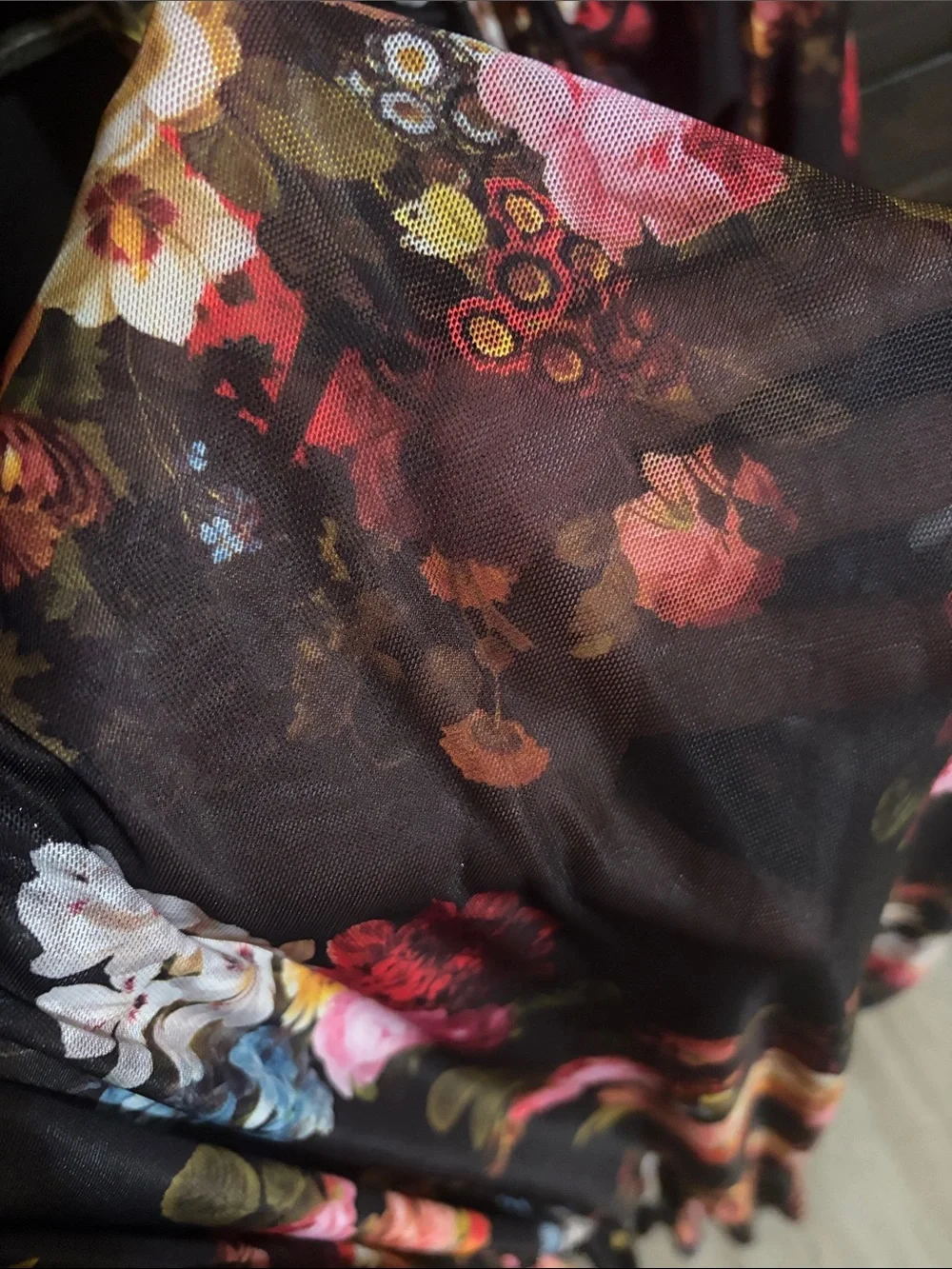 Blackmilk Dark Floral Midi Dress with Ruched Front. #EUC - Picture 4 of 6